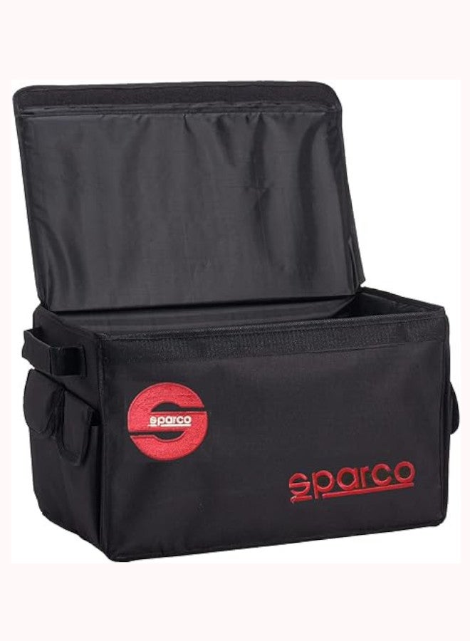 صندوق تخزين منظم لصندوق السيارة الخلفي قابل للطي مع جيوب صغيرة وفتحات، اسود×متعدد الالوان (اسباركو ) - Image 1