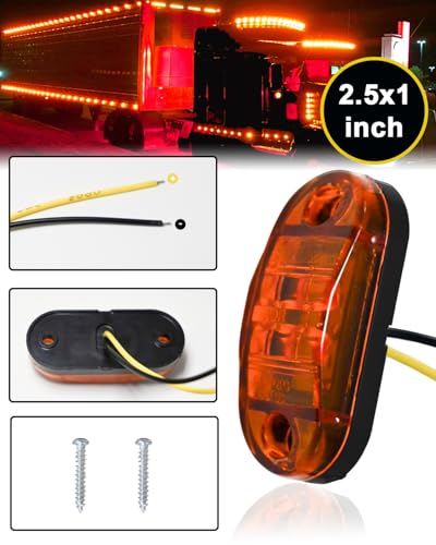 UNXMRFF 12-Pack 2.5 inch LED Trailer Lights Kit, Front Rear Side Marker Clearance Indicators Light Lamp Amber DC12-24V Waterproof Universal Accessories for RV Camper Truck Van Caravan Boat - Image 2