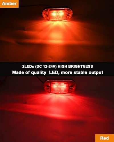 UNXMRFF 12-Pack 2.5 inch LED Trailer Lights Kit, Front Rear Side Marker Clearance Indicators Light Lamp Amber DC12-24V Waterproof Universal Accessories for RV Camper Truck Van Caravan Boat - Image 3