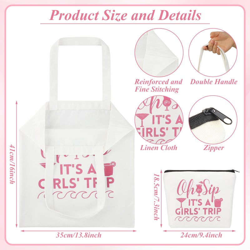 Clysee 8 Pcs Women's Trip Bags Girls Weekend Gifts 4 Makeup Bag Girls Trip Gifts 4 Weekend Tote Bag Travel Favors for Women Summer Cosmetic Zipper Pouch Wedding Birthday Bachelorette Party - Image 3