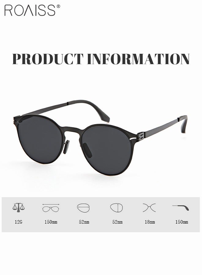 roaiss Men's Round Sunglasses UV400 Protection Sun Glasses with Ultralight Metal Frame Fashion Anti-Glare Sun Shades for Men Driving Fishing Traveling Black - Image 3