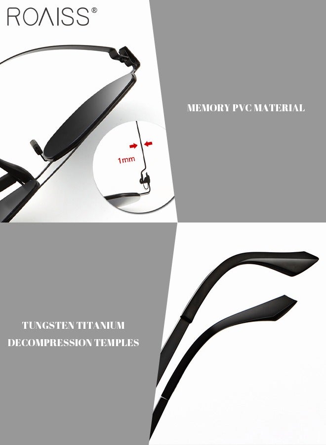roaiss Men's Round Sunglasses UV400 Protection Sun Glasses with Ultralight Metal Frame Fashion Anti-Glare Sun Shades for Men Driving Fishing Traveling Black - Image 4