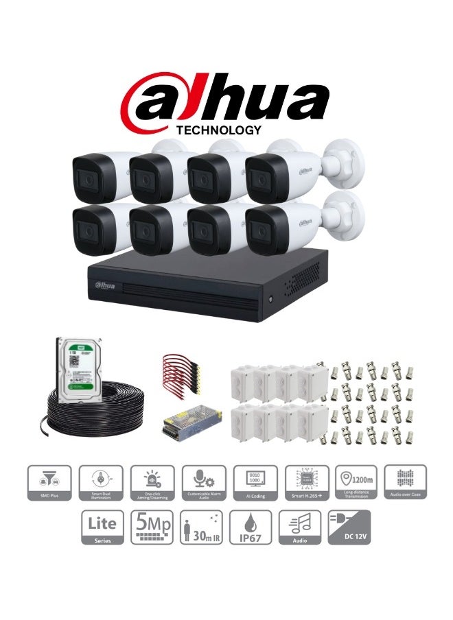 Dahua - 8PCS ANALOG DAHUA OUTDOOR CAMERA KIT 5MP - Image 1