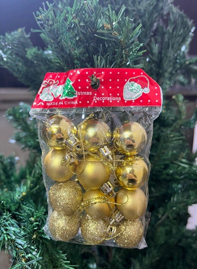 12pcs Balls Over The Christmas Tree Ornaments 3CM Decorative Round Balls, Christmas Ornaments, Christmas Decor, Xmas Decor, Christmas Tree Ornament Decor gold - Image 1