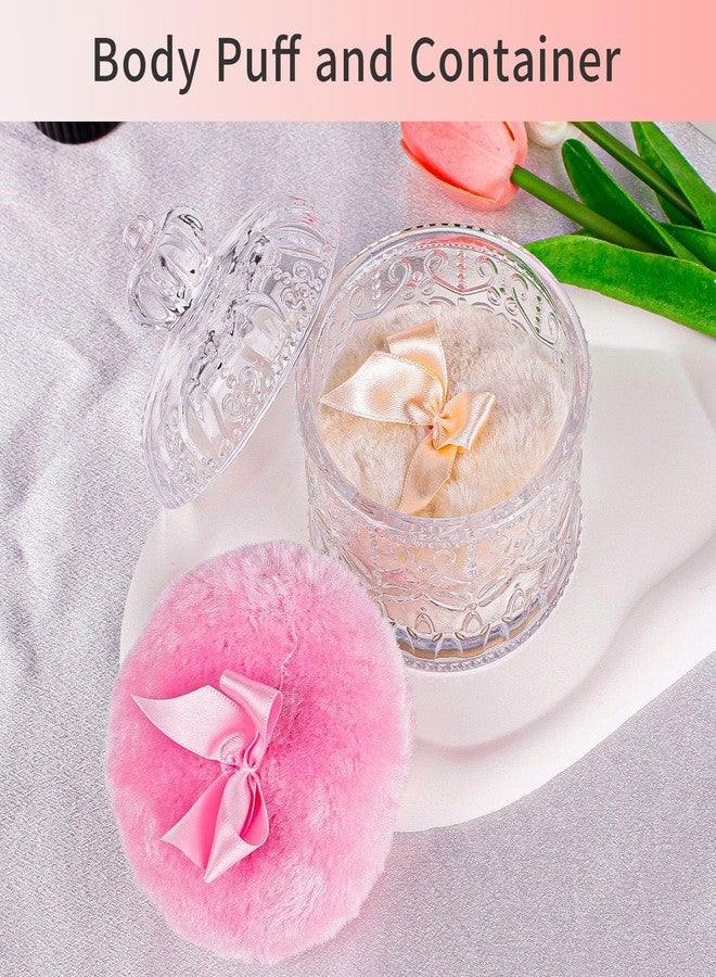 Gsteng Large Body Powder Puffs and Containers, Crystal Clear Powder Container with Soft Power Puffs, Reusable Dusting Powder Case with Washable Velvet Face Body Glitter Puffs Wet and Dry Makeup - Image 3