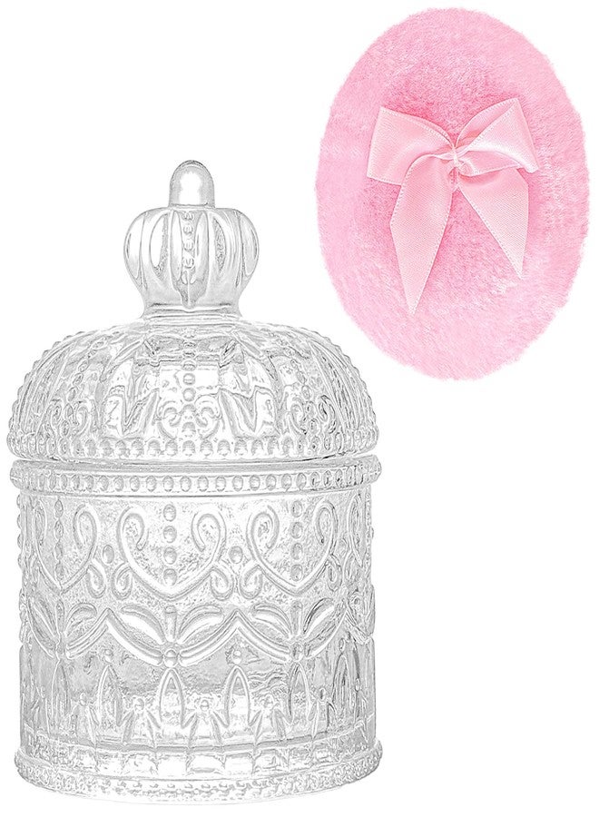 Gsteng Large Body Powder Puffs and Containers, Crystal Clear Powder Container with Soft Power Puffs, Reusable Dusting Powder Case with Washable Velvet Face Body Glitter Puffs Wet and Dry Makeup - Image 1