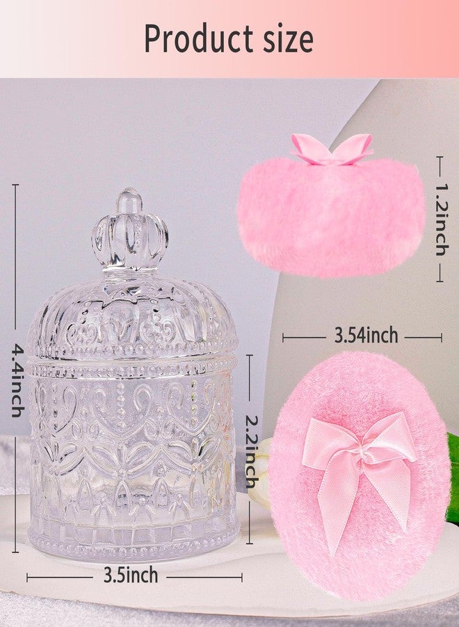 Gsteng Large Body Powder Puffs and Containers, Crystal Clear Powder Container with Soft Power Puffs, Reusable Dusting Powder Case with Washable Velvet Face Body Glitter Puffs Wet and Dry Makeup - Image 2