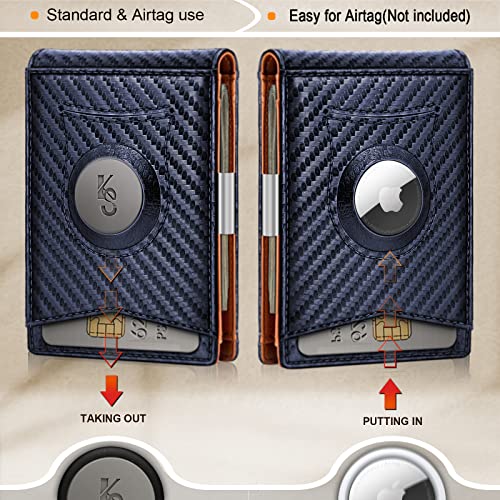 KS Mens Wallet Gift Airtag or Standard Use,Slim Front Pocket Leather Wallet Money Clip 11 cards RFID Blocking - Image 2
