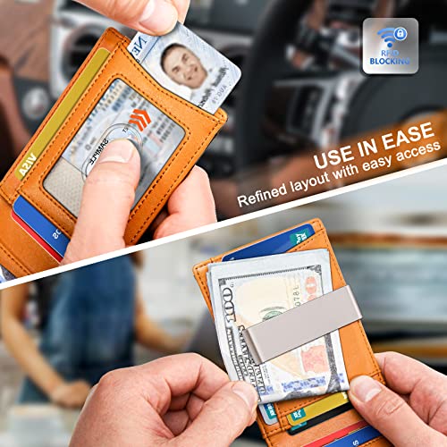 KS Mens Wallet Gift Airtag or Standard Use,Slim Front Pocket Leather Wallet Money Clip 11 cards RFID Blocking - Image 5
