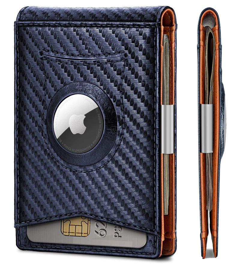 KS Mens Wallet Gift Airtag or Standard Use,Slim Front Pocket Leather Wallet Money Clip 11 cards RFID Blocking - Image 1