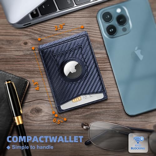 KS Mens Wallet Gift Airtag or Standard Use,Slim Front Pocket Leather Wallet Money Clip 11 cards RFID Blocking - Image 4