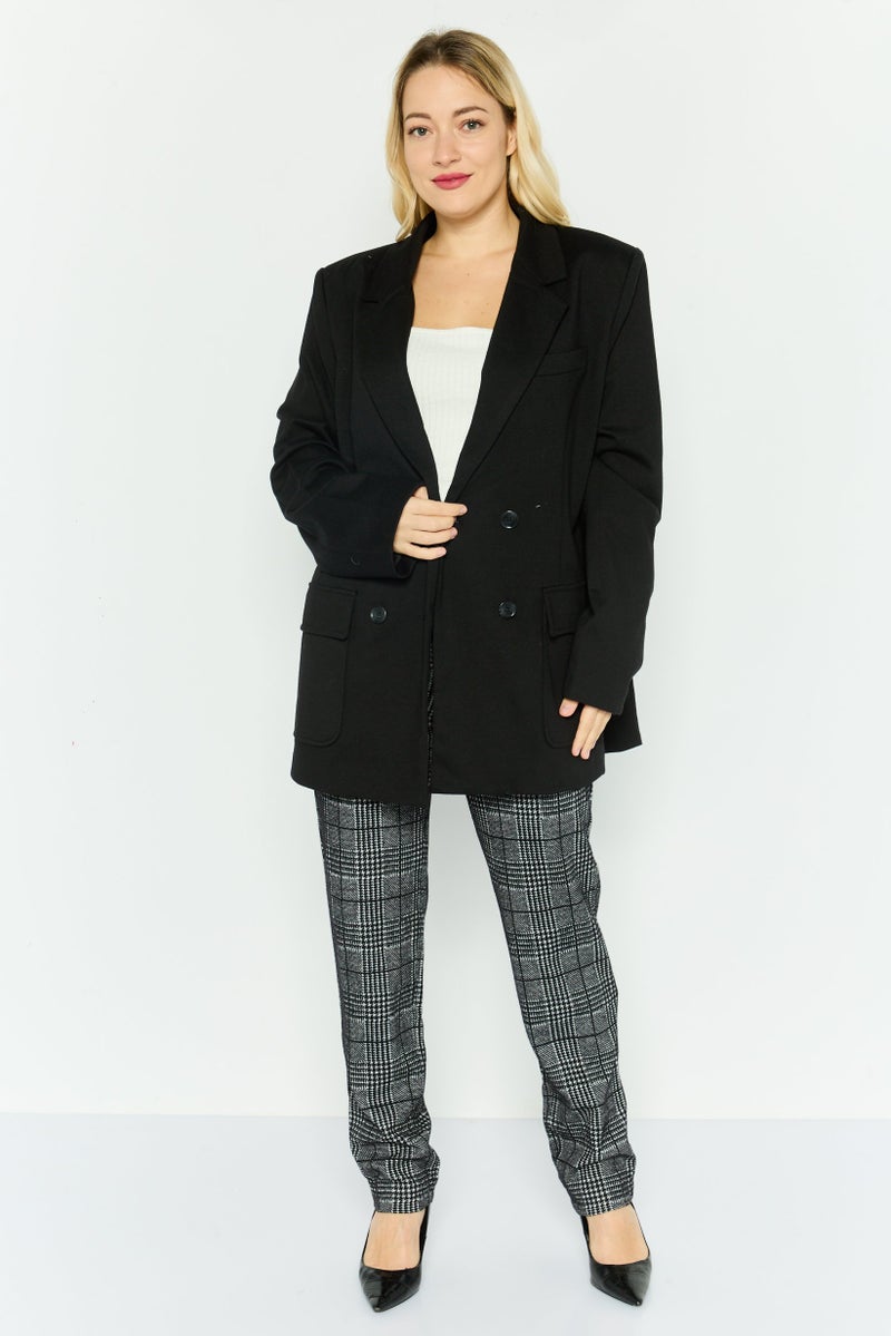 Black Tape Women Regular Fit Solid Blazer, Black  - Image 4