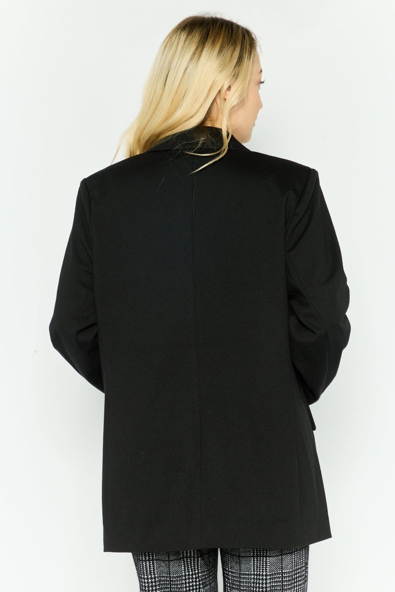 Black Tape Women Regular Fit Solid Blazer, Black  - Image 3