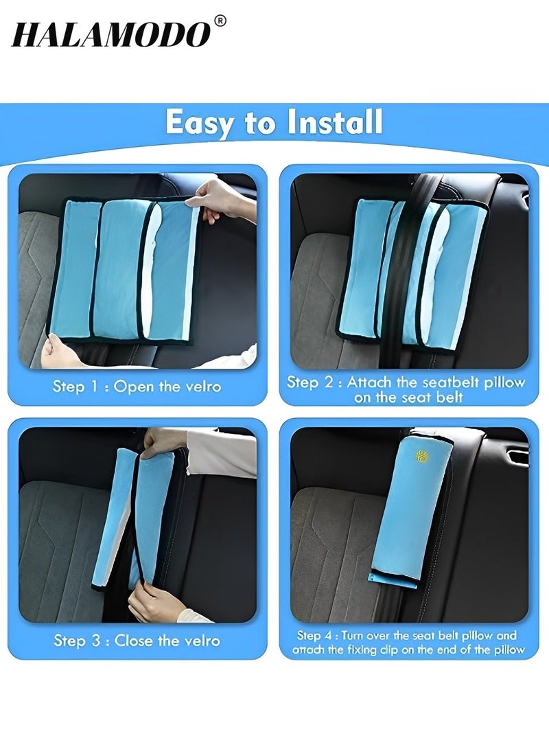 HALAMODO Car Seat Belt Pillow for Kids Baby Seatbelt Pillow Covers for Toddler Head Protector Car Booster Seat Shoulder Pad for Safety Strap Sleep Headrest Support for Child Travel  - Image 5