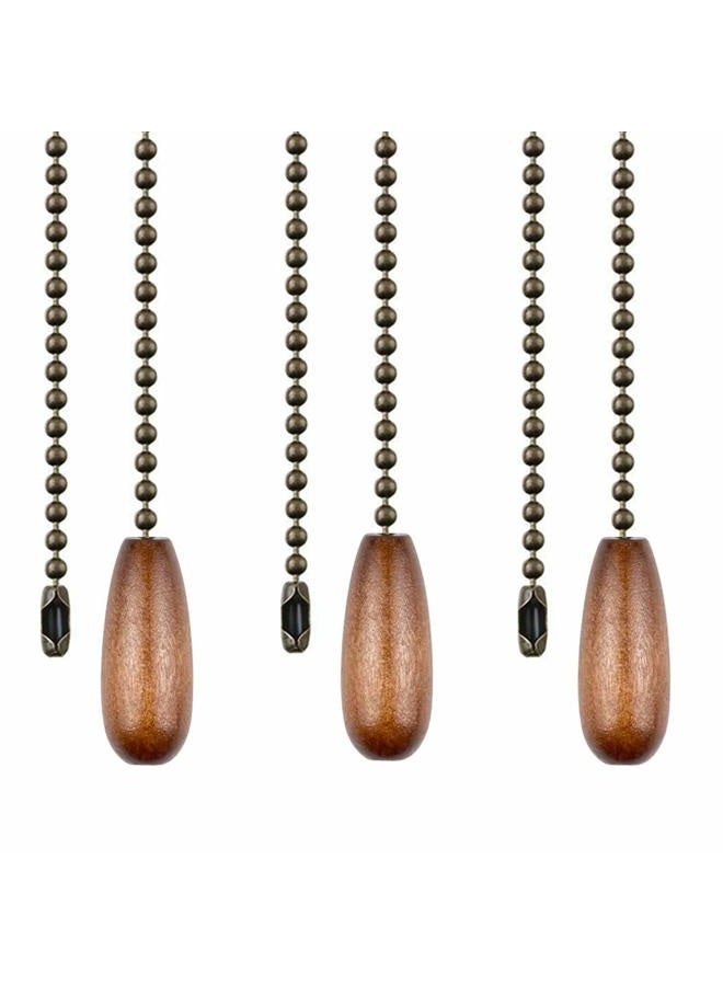 DAYONE Ceiling Fan Chain Pulls Walnut Wooden Pull Chain Extension for Ceiling Light Fan Chain 3 Pack - Image 1