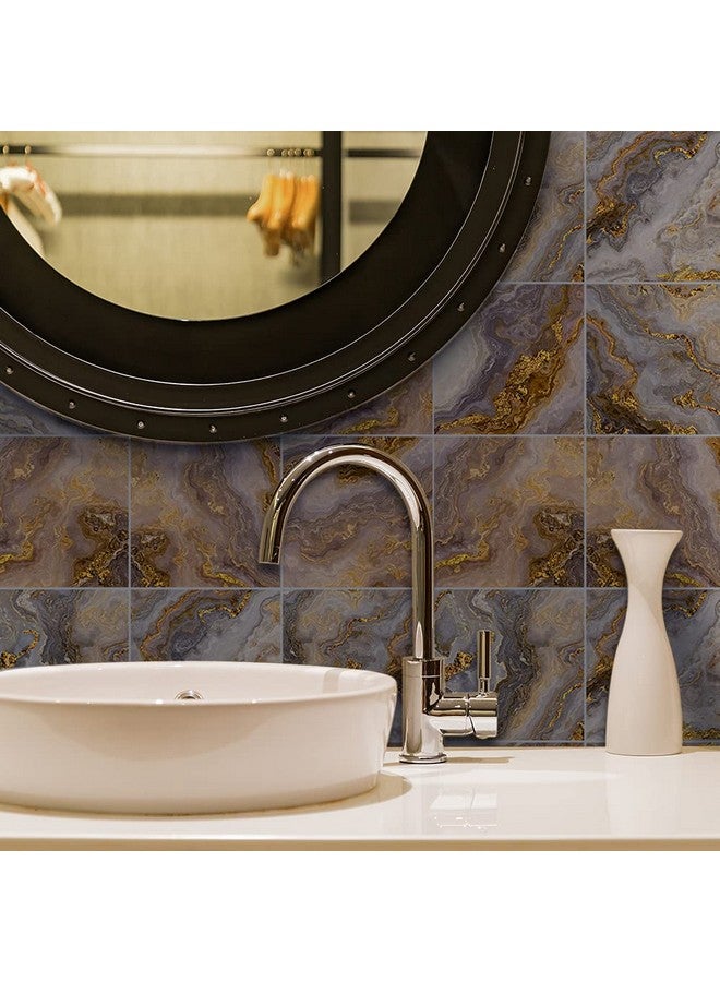 FUNLIFE 50Pcs Peel And Stick Kitchen Backsplash, Self-Adhesive Waterproof Tile Stickers, Retro Wall Decals For Home Bathroom Laundry Room Decor, 7.87"X7.87" Brown Marble - Image 3