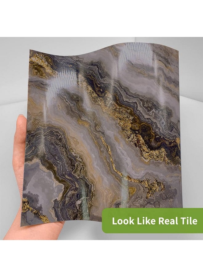 FUNLIFE 50Pcs Peel And Stick Kitchen Backsplash, Self-Adhesive Waterproof Tile Stickers, Retro Wall Decals For Home Bathroom Laundry Room Decor, 7.87"X7.87" Brown Marble - Image 5