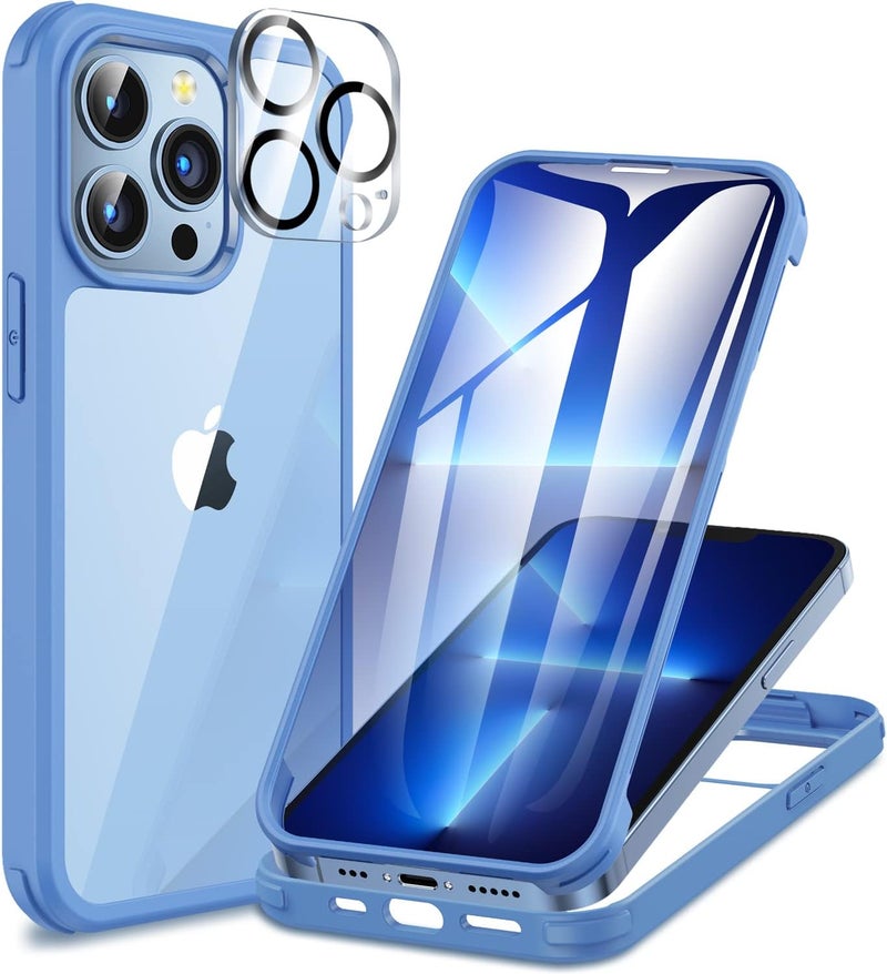 CENHUFO iPhone 13 Pro Case with Tempered Glass Screen Protector and Camera Protector [9H HD] 360° Shockproof Double Sided Phone Case Full Cover Mobile Phone Case for iPhone 13 Pro – Sierra Blue Precision processed material - Image 1
