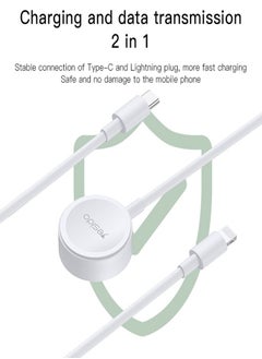 Yesido Yesido CA113 For Apple Watch 2 in 1 USB-C / Type-C to 8 Pin Wireless Magnetic Watch Charger, Cable Length: 1.2m(White)  - Image 4
