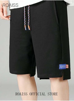 roaiss Men's Casual Drawstring Waist Swimming Trunks Beachwear Beach Pants Loose Five Point Pants Sports Running Boxer Swim Shorts Swimsuit Summer Everyday Clothing Black  - Image 2