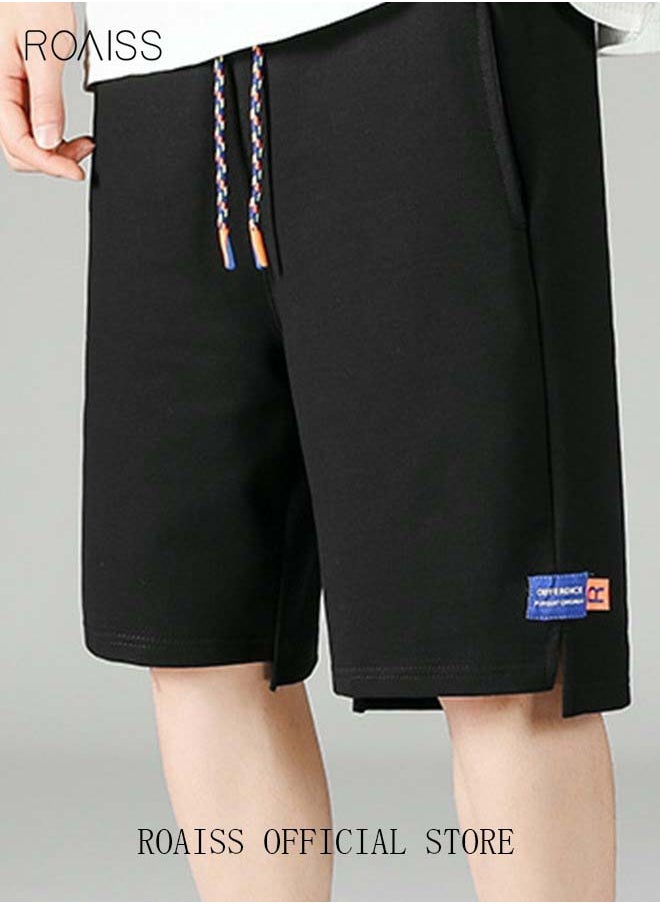 roaiss Men's Casual Drawstring Waist Swimming Trunks Beachwear Beach Pants Loose Five Point Pants Sports Running Boxer Swim Shorts Swimsuit Summer Everyday Clothing Black  - Image 2