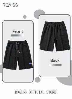 roaiss Men's Casual Drawstring Waist Swimming Trunks Beachwear Beach Pants Loose Five Point Pants Sports Running Boxer Swim Shorts Swimsuit Summer Everyday Clothing Black  - Image 4