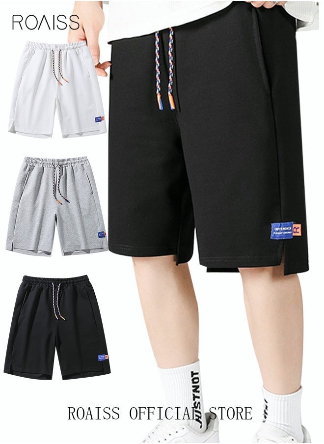 roaiss Men's Casual Drawstring Waist Swimming Trunks Beachwear Beach Pants Loose Five Point Pants Sports Running Boxer Swim Shorts Swimsuit Summer Everyday Clothing Black  - Image 1