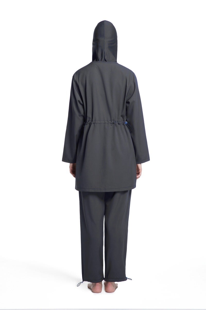 3-Piece Muslim Women's Conservative Swimwear Set Summer Casual Comfortable UV Protection Long Sleeve Zip-Up Swimsuit Lightweight Beach Attire - Image 4