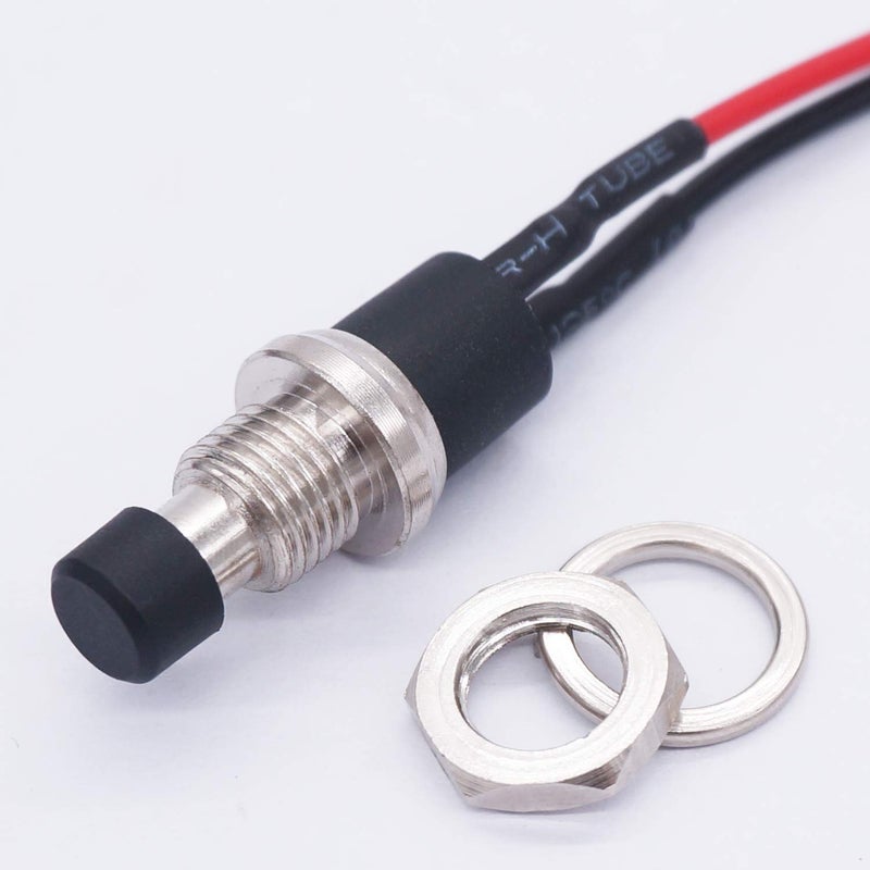 Twidec 4 قطع مفتاح دفع مزود بآلية قفل ذاتي 3A 250V AC 2 دبابيس SPST ON/Off مفتاح مصغر أسود مع أسلاك ملحومة مسبقًا L-PBS-110-XBK - Image 4