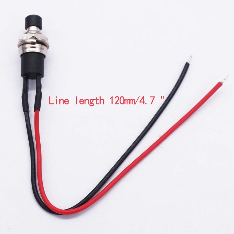 Twidec 4 قطع مفتاح دفع مزود بآلية قفل ذاتي 3A 250V AC 2 دبابيس SPST ON/Off مفتاح مصغر أسود مع أسلاك ملحومة مسبقًا L-PBS-110-XBK - Image 3