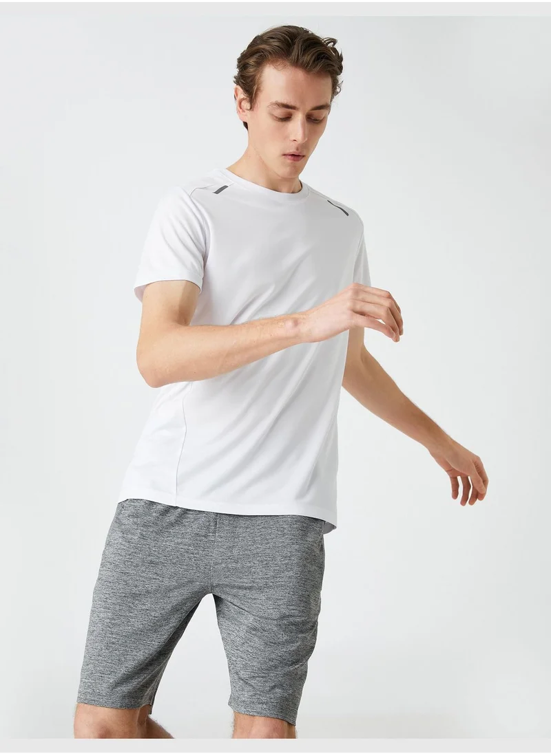 كوتون Sport T-Shirt Crew Neck Strip Detailed Short Sleeve