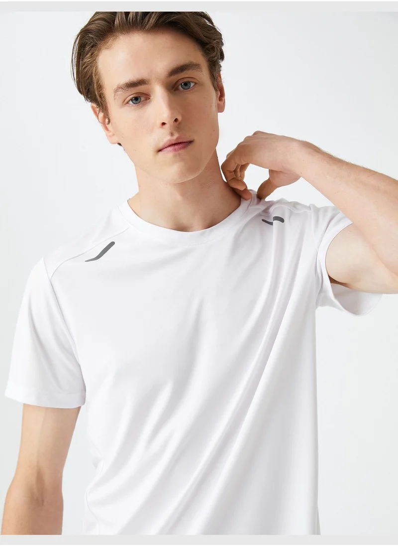 كوتون Sport T-Shirt Crew Neck Strip Detailed Short Sleeve
