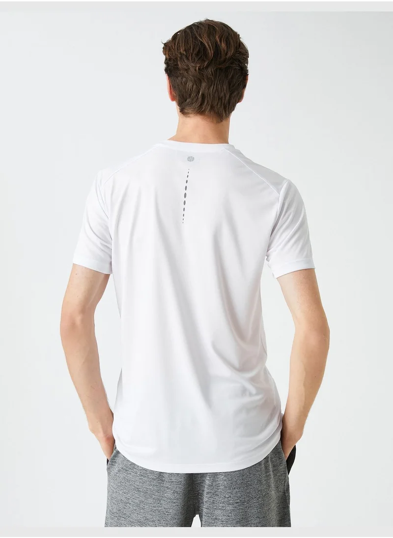 كوتون Sport T-Shirt Crew Neck Strip Detailed Short Sleeve