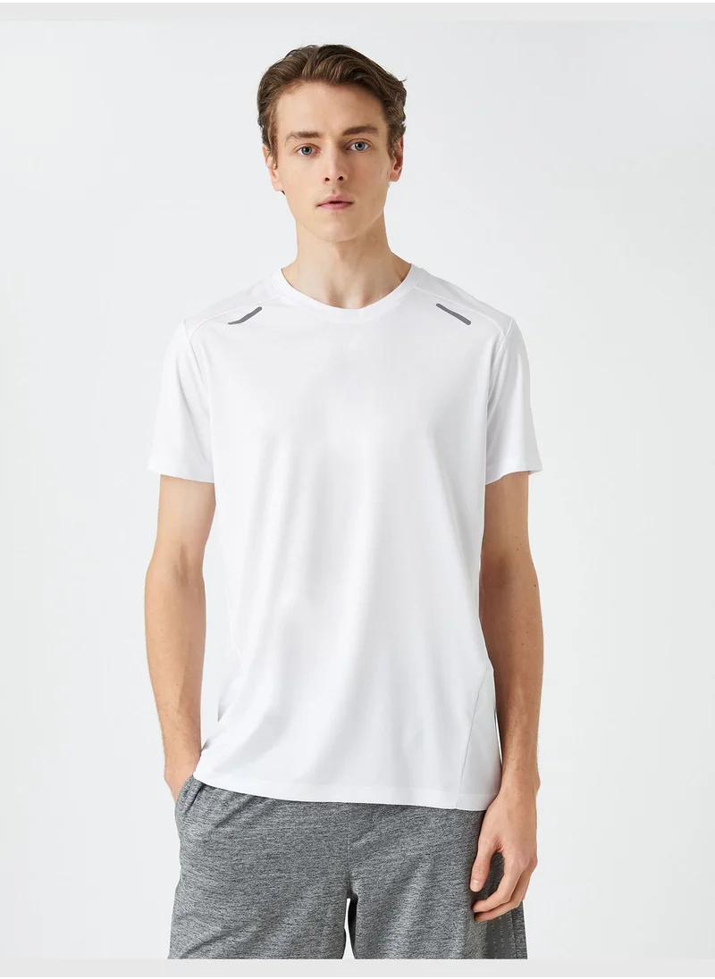 كوتون Sport T-Shirt Crew Neck Strip Detailed Short Sleeve