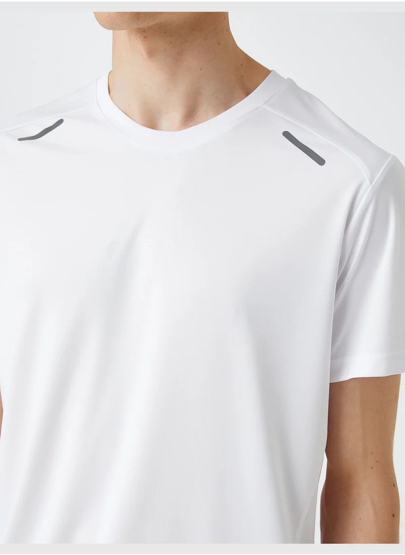 كوتون Sport T-Shirt Crew Neck Strip Detailed Short Sleeve