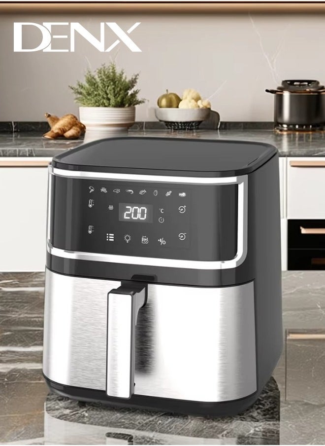 Denx Healthy Air Fryer Without Oil For Fry/Grill/Bake/Roast Capacity 8 Liters Power 1800 Watts - Black /Silver - Image 1