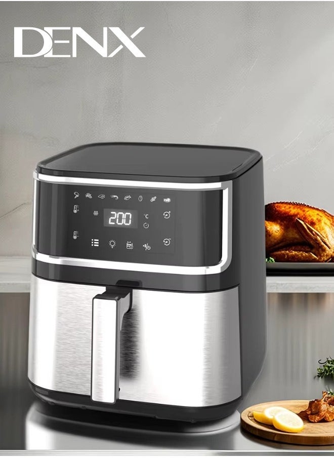 Denx Healthy Air Fryer Without Oil For Fry/Grill/Bake/Roast Capacity 8 Liters Power 1800 Watts - Black /Silver - Image 5