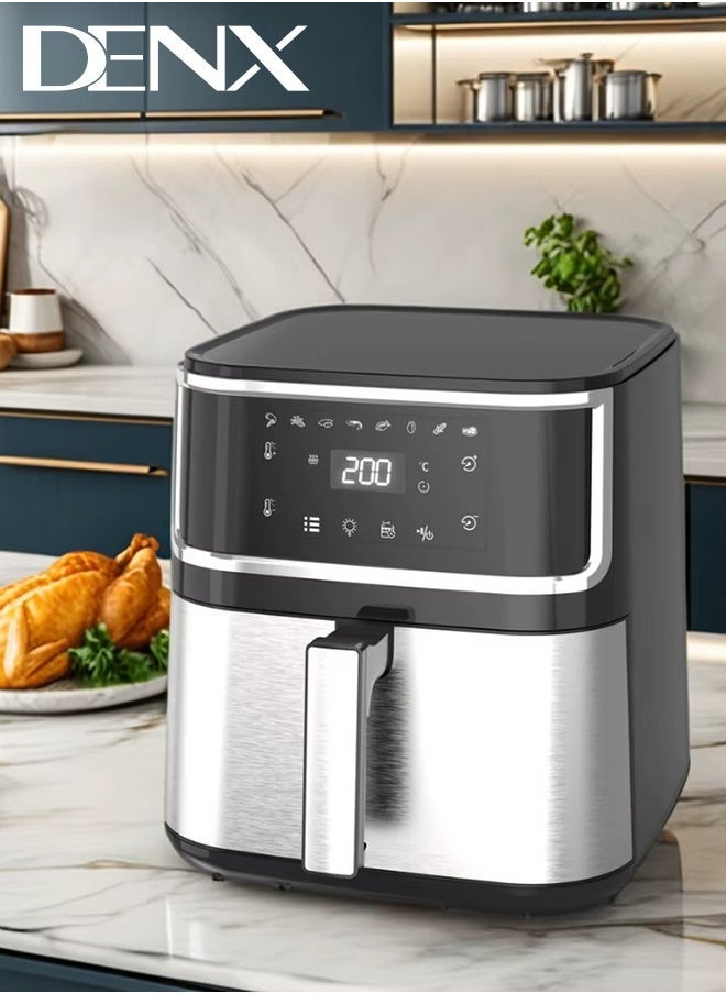 Denx Healthy Air Fryer Without Oil For Fry/Grill/Bake/Roast Capacity 8 Liters Power 1800 Watts - Black /Silver - Image 2