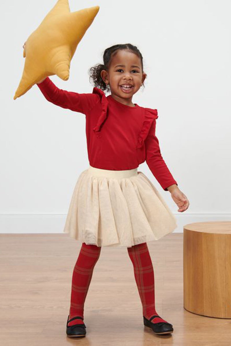 Tchibo Toddler Girl Mesh Textured Skirts, Cream  - Image 1