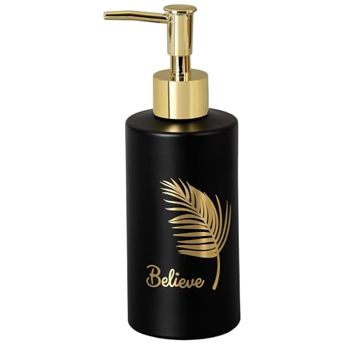 MUAC 300ml Glass Liquid Soap Dispenser for Bathroom, Handwash Liquid Dispenser Bottle for Kitchen, Washbasin, Opaque (SD-H8407_Black) - Image 4