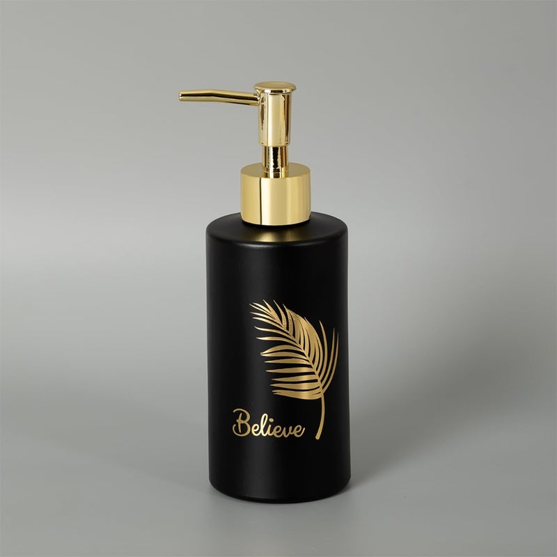 MUAC 300ml Glass Liquid Soap Dispenser for Bathroom, Handwash Liquid Dispenser Bottle for Kitchen, Washbasin, Opaque (SD-H8407_Black) - Image 5