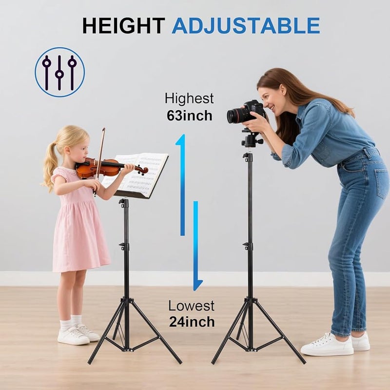 ClarVise Tripod Stand, Adjustable Height, Photography/Projector Light Stand, Compatible with Cameras, Lights, Projectors - (Black, 22-63) - Image 4