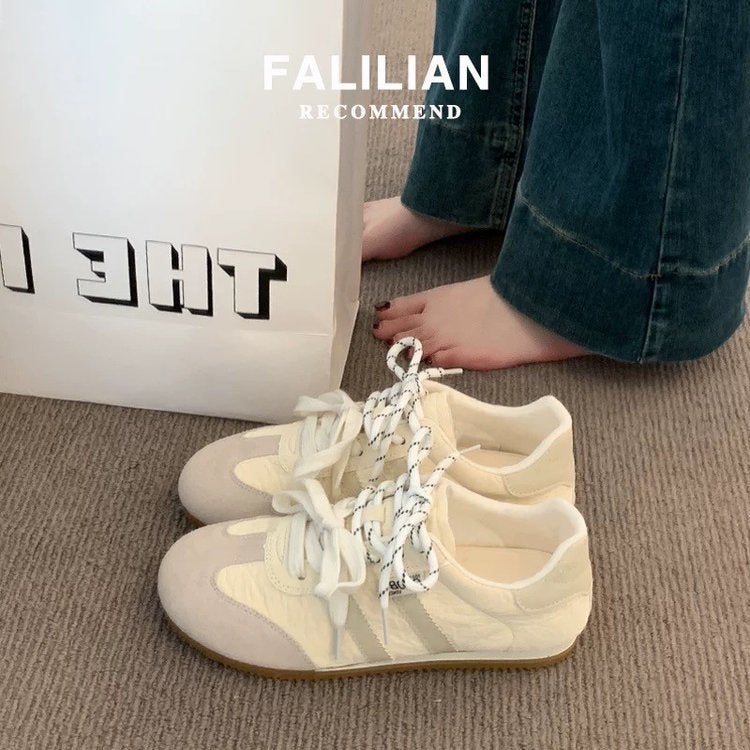 Women's Casual Low Top Sneakers - Yellow, Purple, Off-white - Image 4