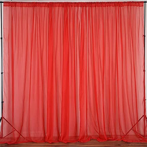 Boltove® Decoration Red Backdrop Curtain Tulle Net Transparent for Birthdays Anniversary Baby Shower Photo Shoot Wedding Party Stage Background Ceremony Photoshoot net parda - Set of 2 - Image 1