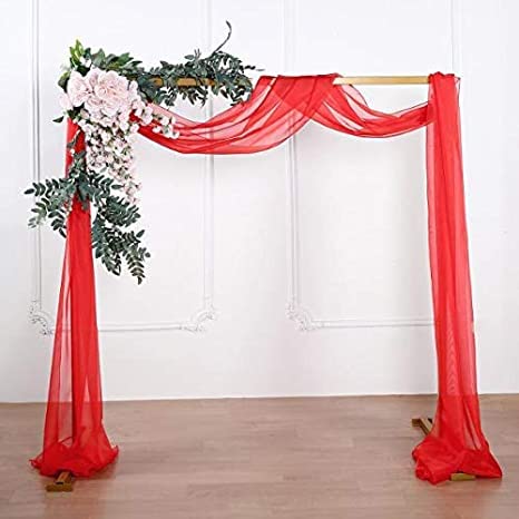 Boltove® Decoration Red Backdrop Curtain Tulle Net Transparent for Birthdays Anniversary Baby Shower Photo Shoot Wedding Party Stage Background Ceremony Photoshoot net parda - Set of 2 - Image 2