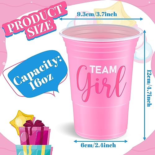 Norme 120 Pcs Gender Reveal Plastic Cups Gender Reveal Party Supplies Team Boy Team Girl Disposable Blue Pink Cups for Beverage Drink Tableware 16 oz - Image 5