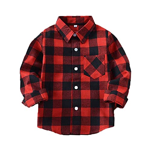 Yinggeli Boys Girls Plaid Shirts Long Sleeve Button Down Flannel Dress Shirts 2T - 8T(E001,5 Years) - Image 1