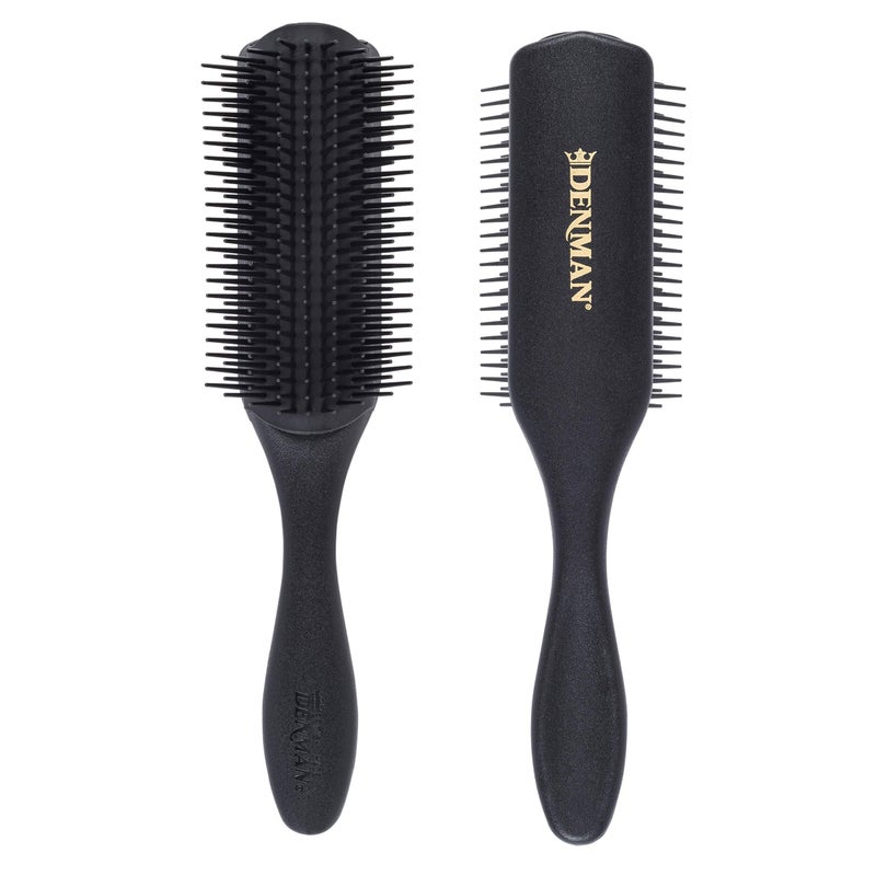 Denman Curly Hair Brush D4 (All Black) 9 Row Styling Brush for Styling, Smoothing Longer Hair and Defining Curls - For Women and Men - Image 1
