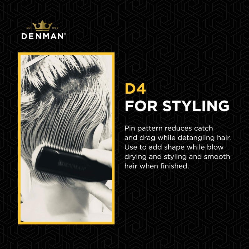 Denman Curly Hair Brush D4 (All Black) 9 Row Styling Brush for Styling, Smoothing Longer Hair and Defining Curls - For Women and Men - Image 4