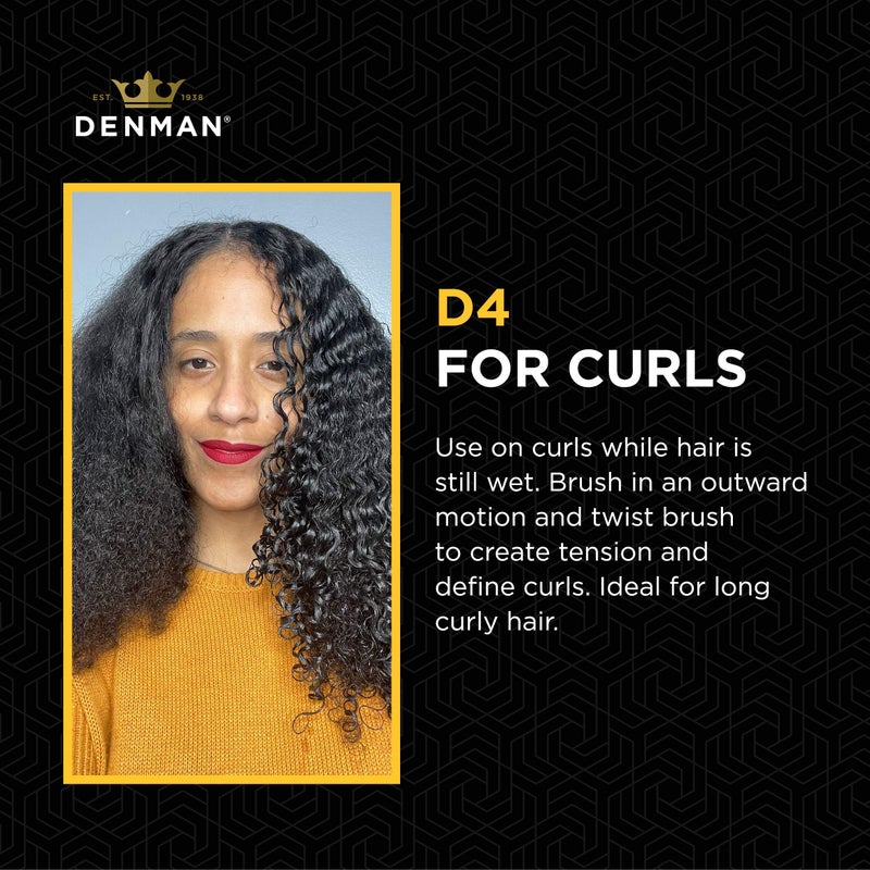 Denman Curly Hair Brush D4 (All Black) 9 Row Styling Brush for Styling, Smoothing Longer Hair and Defining Curls - For Women and Men - Image 3